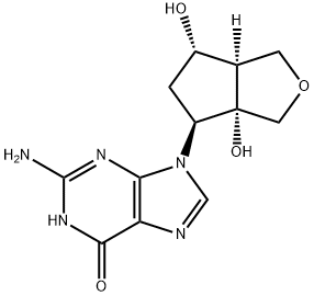 2-amino-9-((3aS,4S,6S,6aR)-3a,6-dihydroxyhexahydro-1H-cyclopenta[c]furan-4-yl)-1,9-dihydro-6H-purin-6-one Structure