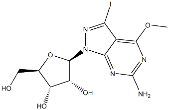 6-Amino-3-iodo-4-methoxy-1-(beta-D-ribofuranosyl)-1H-pyrazolo[3,4-d]pyrimidine Structure