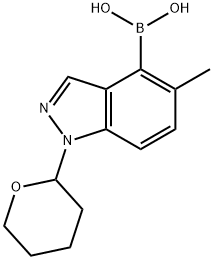 (5-methyl-1-(tetrahydro-2H-pyran-2-yl)-1H-indazol-4-yl)boronic acid 구조식 이미지