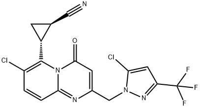 (1R,2R)-2-(7-CHLORO-2-((5-CHLORO-3-(TRIFLUOROMETHYL)-1H-PYRAZOL-1-YL)METHYL)-4-OXO-4H-PYRIDO[1,2-A]PYRIMIDIN-6-YL)CYCLOPROPANE-1-CARBONITRILE Structure