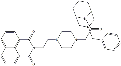 2-[2-[4-[2-(3-benzyl-3,9-diazabicyclo[3.3.1]nonan-9-yl)-2-oxoethyl]piperazin-1-yl]ethyl]benzo[de]isoquinoline-1,3-dione 구조식 이미지