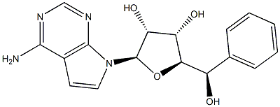 (2R,3R,4S,5R)-2-(4-aminopyrrolo[2,3-d]pyrimidin-7-yl)-5[(R)-hydroxy(phenyl)methyl]tetrahydrofuran-3,4-diol 구조식 이미지