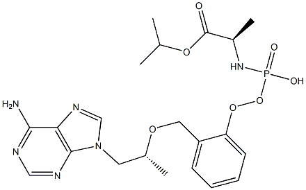 isopropyl ((S)-((((R)-1-(6-amino-9H-purin-9-yl)propan-2-yl)oxy)methyl)(phenoxy)phosphoryl)-D-alaninate 구조식 이미지