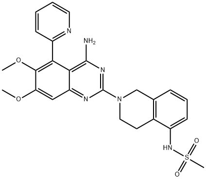 N-{2-(4-Amino-6,7-dimethoxy-5-(2-pyridyl)quinazolin-2-yl)-1,2,3,4-tetrahydro-5-isoquinolyl}methanesulfonamide Structure