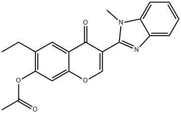 6-ethyl-3-(1-methyl-1H-benzo[d]imidazol-2-yl)-4-oxo-4H-chromen-7-yl acetate 구조식 이미지