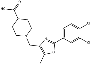 1-((2-(3,4-dichlorophenyl)-5-methyloxazol-4-yl)methyl)piperidine-4-carboxylic acid Structure