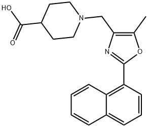 1-((5-methyl-2-(naphthalen-1-yl)oxazol-4-yl)methyl)piperidine-4-carboxylic acid Structure