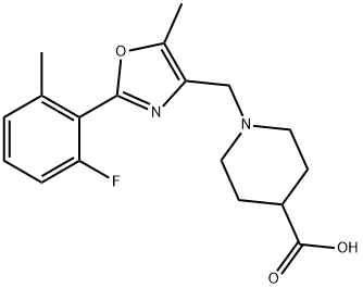 1-((2-(2-fluoro-6-methylphenyl)-5-methyloxazol-4-yl)methyl)piperidine-4-carboxylic acid Structure