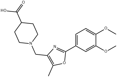 1-((2-(3,4-dimethoxyphenyl)-5-methyloxazol-4-yl)methyl)piperidine-4-carboxylic acid Structure