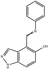 (E)-4-((phenylimino)methyl)-1H-indazol-5-ol Structure
