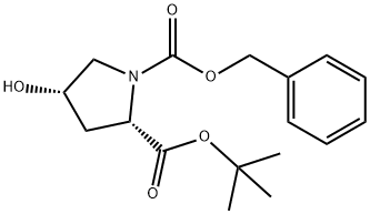 (2S,4S)-4-hydroxy-1-phenylmethoxycarbonylpyrrolidine-2-carboxylic acid tert-butyl ester Structure