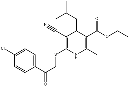 ethyl 6-((2-(4-chlorophenyl)-2-oxoethyl)thio)-5-cyano-4-isobutyl-2-methyl-1,4-dihydropyridine-3-carboxylate Structure