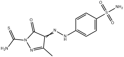 4-{[4-(aminosulfonyl)phenyl]hydrazono}-3-methyl-5-oxo-4,5-dihydro-1H-pyrazole-1-carbothioamide 구조식 이미지