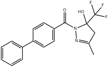 [5-hydroxy-3-methyl-5-(trifluoromethyl)-4H-pyrazol-1-yl]-(4-phenylphenyl)methanone 구조식 이미지