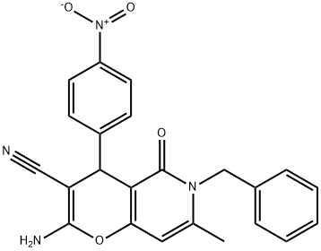 2-amino-6-benzyl-7-methyl-4-(4-nitrophenyl)-5-oxo-4H-pyrano[3,2-c]pyridine-3-carbonitrile Structure