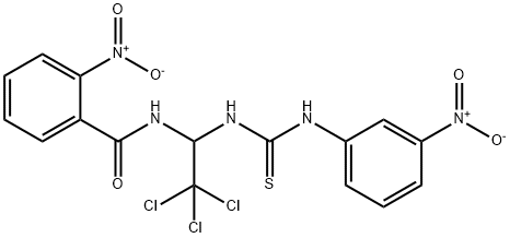 2-nitro-N-(2,2,2-trichloro-1-(3-(3-nitrophenyl)thioureido)ethyl)benzamide 구조식 이미지