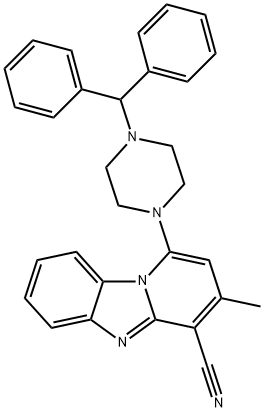 1-(4-benzhydrylpiperazin-1-yl)-3-methylbenzo[4,5]imidazo[1,2-a]pyridine-4-carbonitrile 구조식 이미지