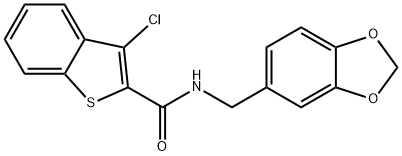 N-(benzo[d][1,3]dioxol-5-ylmethyl)-3-chlorobenzo[b]thiophene-2-carboxamide 구조식 이미지