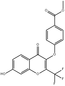 methyl 4-((7-hydroxy-4-oxo-2-(trifluoromethyl)-4H-chromen-3-yl)oxy)benzoate 구조식 이미지