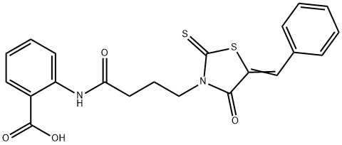 (Z)-2-(4-(5-benzylidene-4-oxo-2-thioxothiazolidin-3-yl)butanamido)benzoic acid Structure