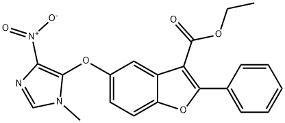 ethyl 5-((1-methyl-4-nitro-1H-imidazol-5-yl)oxy)-2-phenylbenzofuran-3-carboxylate 구조식 이미지