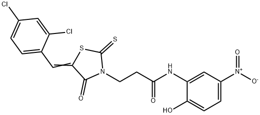 (Z)-3-(5-(2,4-dichlorobenzylidene)-4-oxo-2-thioxothiazolidin-3-yl)-N-(2-hydroxy-5-nitrophenyl)propanamide Structure