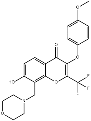 7-hydroxy-3-(4-methoxyphenoxy)-8-(morpholinomethyl)-2-(trifluoromethyl)-4H-chromen-4-one Structure