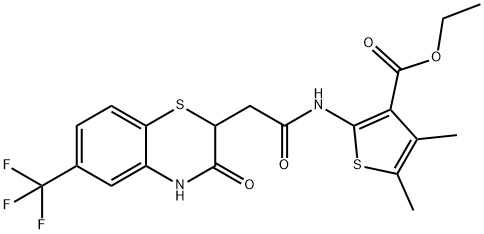 ethyl 4,5-dimethyl-2-(2-(3-oxo-6-(trifluoromethyl)-3,4-dihydro-2H-benzo[b][1,4]thiazin-2-yl)acetamido)thiophene-3-carboxylate 구조식 이미지