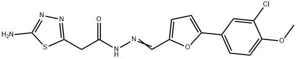 2-(5-amino-1,3,4-thiadiazol-2-yl)-N-[(E)-[5-(3-chloro-4-methoxyphenyl)furan-2-yl]methylideneamino]acetamide 구조식 이미지