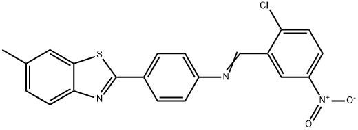 N-(2-chloro-5-nitrobenzylidene)-4-(6-methyl-1,3-benzothiazol-2-yl)aniline 구조식 이미지