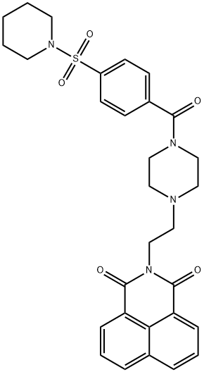 2-(2-(4-(4-(piperidin-1-ylsulfonyl)benzoyl)piperazin-1-yl)ethyl)-1H-benzo[de]isoquinoline-1,3(2H)-dione 구조식 이미지