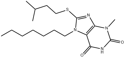 7-heptyl-8-(isopentylthio)-3-methyl-3,7-dihydro-1H-purine-2,6-dione Structure