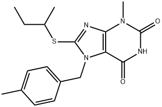 8-(sec-butylthio)-3-methyl-7-(4-methylbenzyl)-3,7-dihydro-1H-purine-2,6-dione Structure