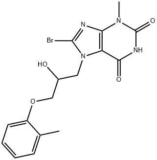 8-bromo-7-(2-hydroxy-3-(o-tolyloxy)propyl)-3-methyl-3,7-dihydro-1H-purine-2,6-dione Structure