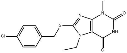 8-((4-chlorobenzyl)thio)-7-ethyl-3-methyl-3,7-dihydro-1H-purine-2,6-dione Structure