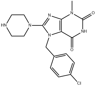 7-(4-chlorobenzyl)-3-methyl-8-(piperazin-1-yl)-3,7-dihydro-1H-purine-2,6-dione Structure