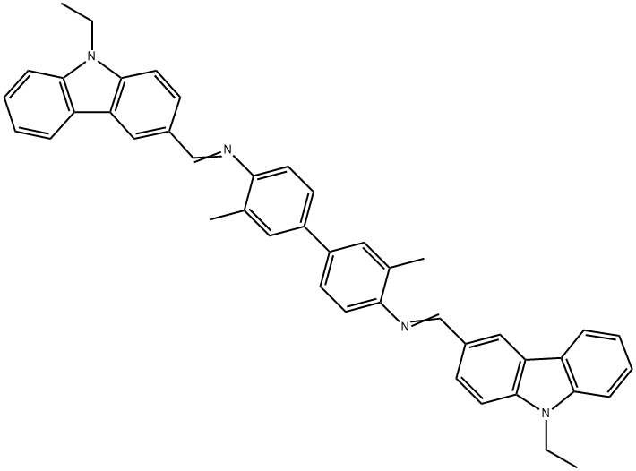 N,N'-bis[(9-ethyl-9H-carbazol-3-yl)methylene]-3,3'-dimethyl-4,4'-biphenyldiamine 구조식 이미지