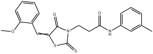 (Z)-3-(5-(2-methoxybenzylidene)-4-oxo-2-thioxothiazolidin-3-yl)-N-(m-tolyl)propanamide 구조식 이미지