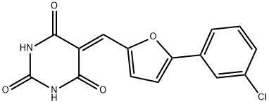 5-((5-(3-chlorophenyl)furan-2-yl)methylene)pyrimidine-2,4,6(1H,3H,5H)-trione 구조식 이미지