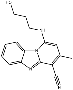 1-((3-hydroxypropyl)amino)-3-methylbenzo[4,5]imidazo[1,2-a]pyridine-4-carbonitrile 구조식 이미지