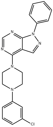 4-(4-(3-chlorophenyl)piperazin-1-yl)-1-phenyl-1H-pyrazolo[3,4-d]pyrimidine 구조식 이미지