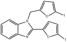 2-(5-iodofuran-2-yl)-1-((5-iodofuran-2-yl)methyl)-1H-benzo[d]imidazole 구조식 이미지