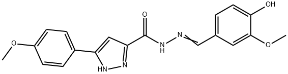 (E)-N-(4-hydroxy-3-methoxybenzylidene)-3-(4-methoxyphenyl)-1H-pyrazole-5-carbohydrazide 구조식 이미지