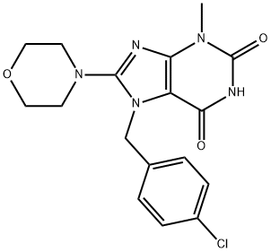 7-(4-chlorobenzyl)-3-methyl-8-morpholino-3,7-dihydro-1H-purine-2,6-dione 구조식 이미지