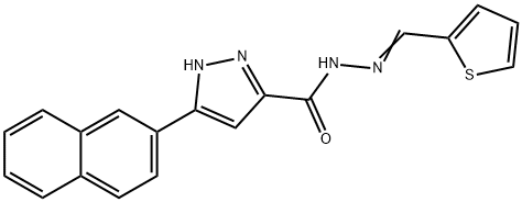 (E)-3-(naphthalen-2-yl)-N-(thiophen-2-ylmethylene)-1H-pyrazole-5-carbohydrazide Structure