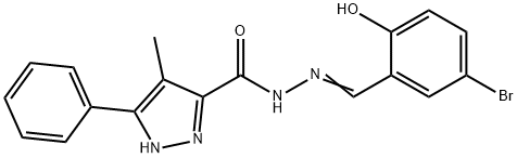(Z)-N-(5-bromo-2-hydroxybenzylidene)-4-methyl-3-phenyl-1H-pyrazole-5-carbohydrazide 구조식 이미지