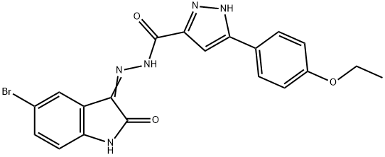 (E)-N-(5-bromo-2-oxoindolin-3-ylidene)-3-(4-ethoxyphenyl)-1H-pyrazole-5-carbohydrazide 구조식 이미지