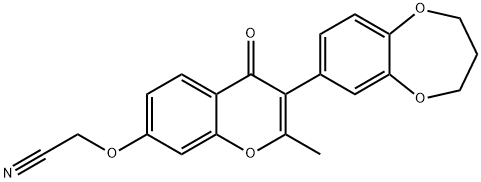 2-((3-(3,4-dihydro-2H-benzo[b][1,4]dioxepin-7-yl)-2-methyl-4-oxo-4H-chromen-7-yl)oxy)acetonitrile 구조식 이미지