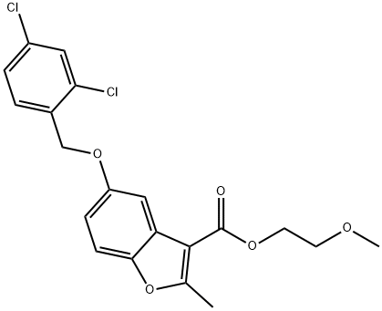 2-methoxyethyl 5-((2,4-dichlorobenzyl)oxy)-2-methylbenzofuran-3-carboxylate 구조식 이미지
