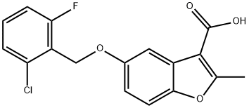 5-((2-chloro-6-fluorobenzyl)oxy)-2-methylbenzofuran-3-carboxylic acid 구조식 이미지